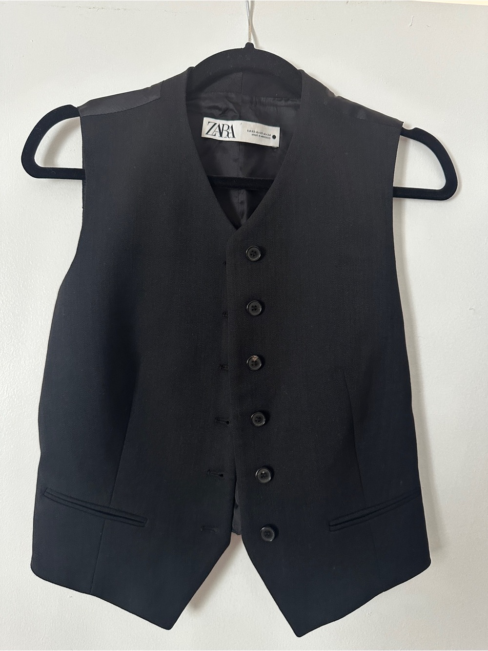 ZARA Black Womens Tailored Waistcoat Vest Size XS